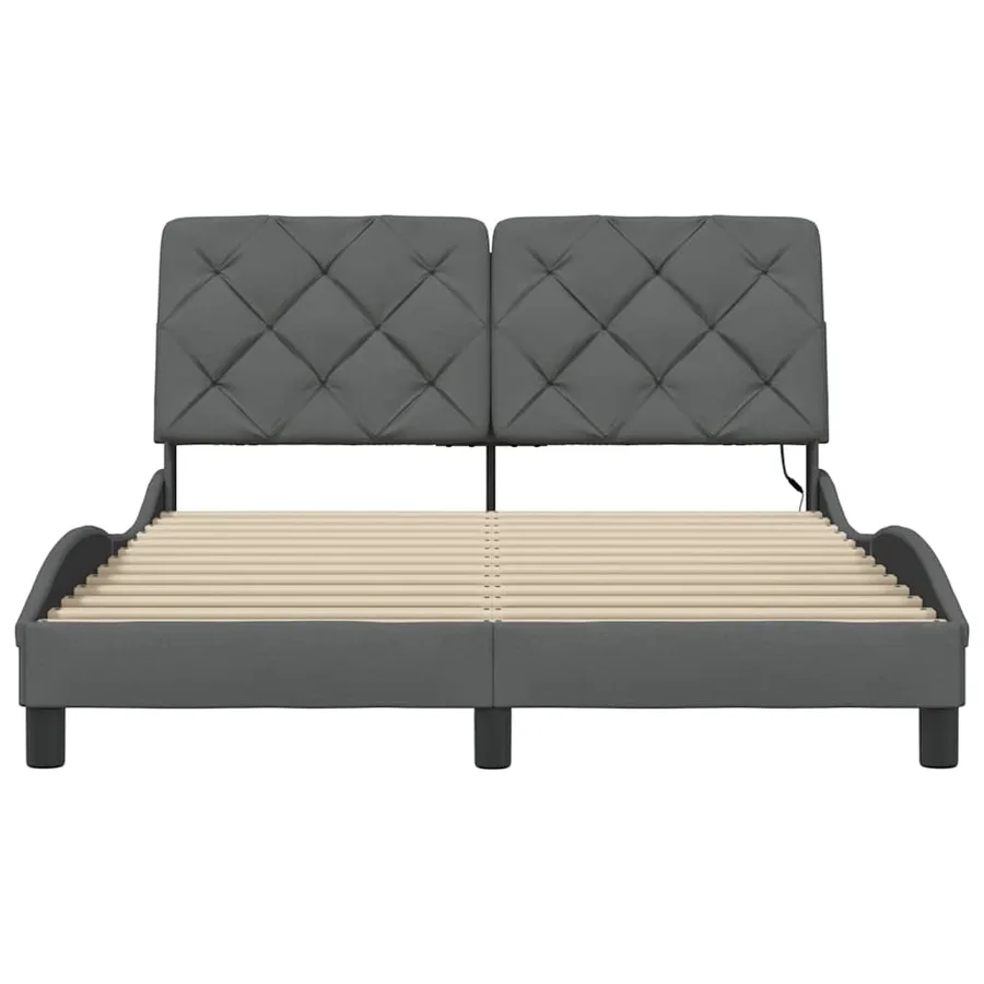 Cadre de lit avec LED sans matelas gris foncé 120x200 cm tissu - 10
