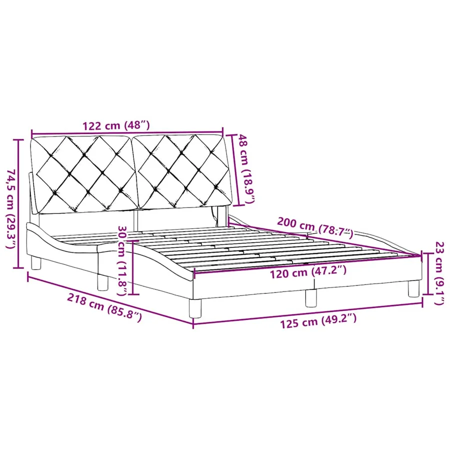 Cadre de lit avec LED sans matelas gris foncé 120x200 cm tissu - 16