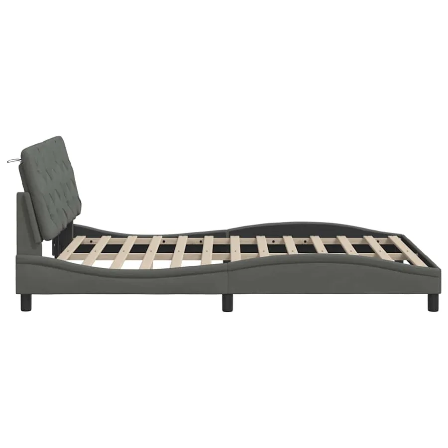 Cadre de lit avec LED sans matelas gris foncé 120x200 cm tissu - 6