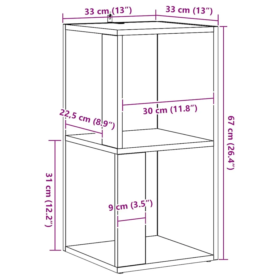 Armoire d'angle chêne artisanal 33x33x67 cm bois d'ingénierie - 8