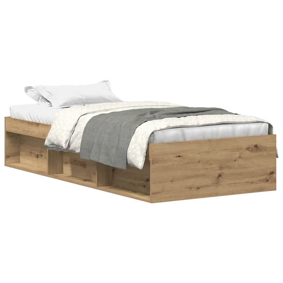 Cadre de lit sans matelas chêne artisanal 90x200 cm - 2