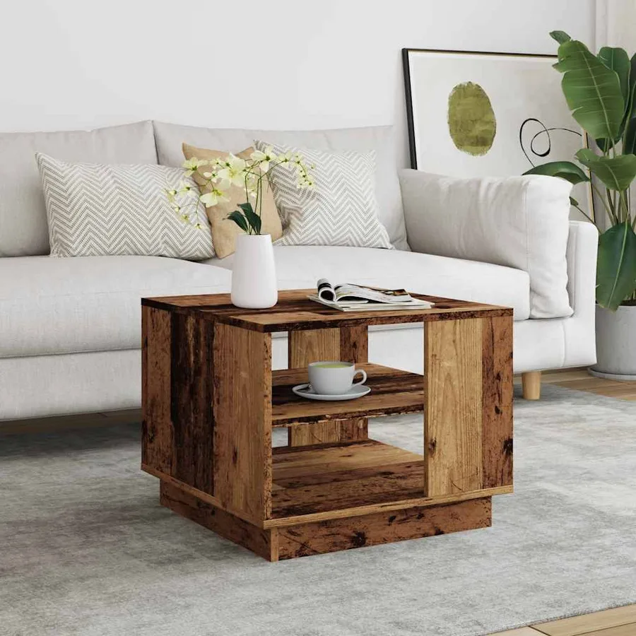 Table basse vieux bois 55x55x42 cm bois d'ingénierie - 3