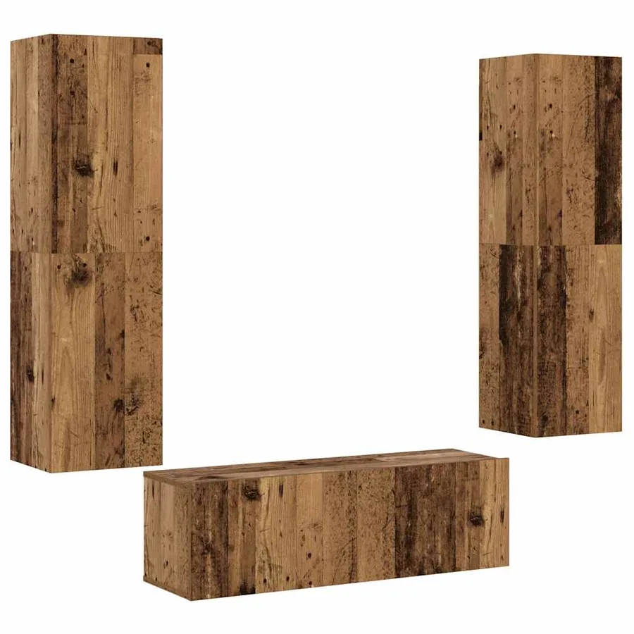 Meubles TV muraux 3 pcs vieux bois bois d'ingénierie - 2