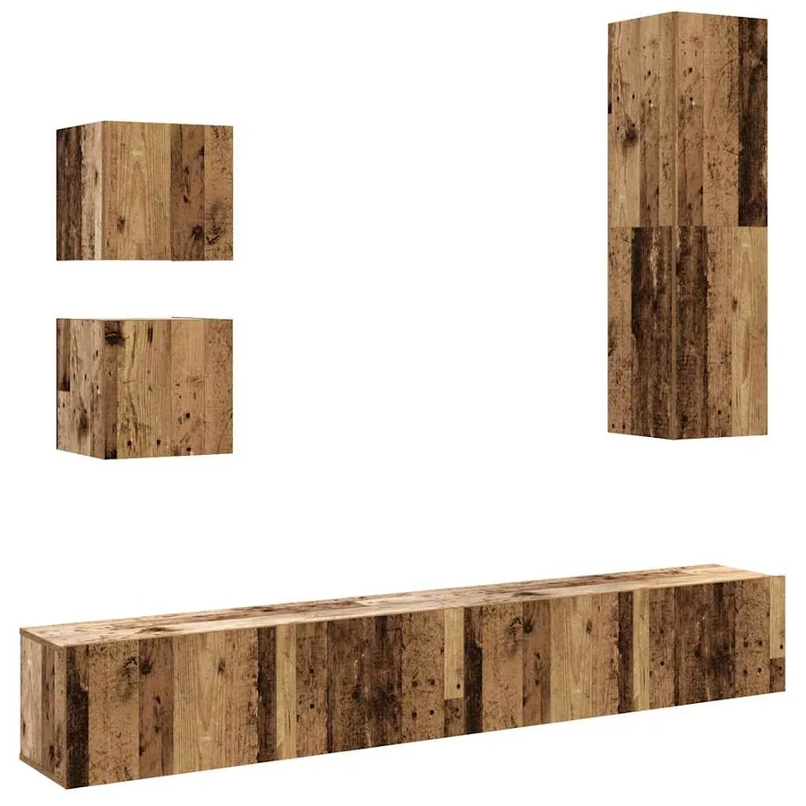 Ensemble de meuble TV mural 5 pcs vieux bois bois d'ingénierie - 2