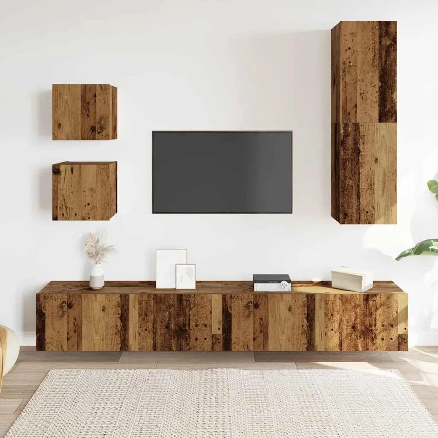 Ensemble de meuble TV mural 5 pcs vieux bois bois d'ingénierie - 3