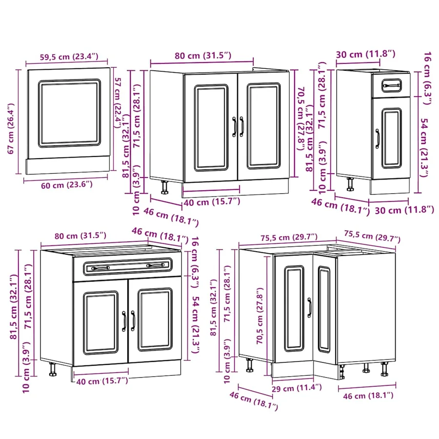 Ensemble d'armoires de cuisine 11 pcs Kalmar bois d'ingénierie - 10