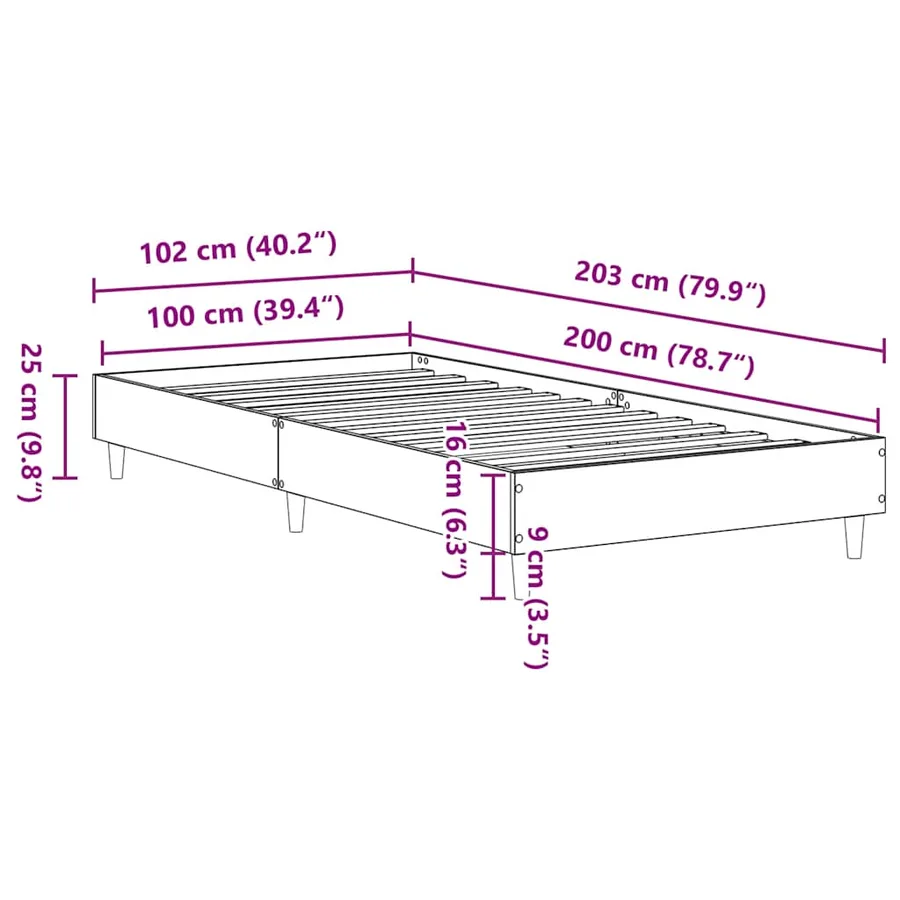 Cadre de lit sans matelas vieux bois 100x200 cm bois ingénierie - 10