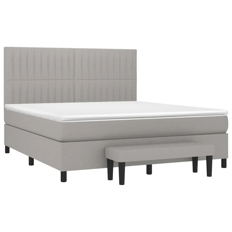 Sommier à lattes de lit avec matelas Gris clair 160x200cm Tissu - 3
