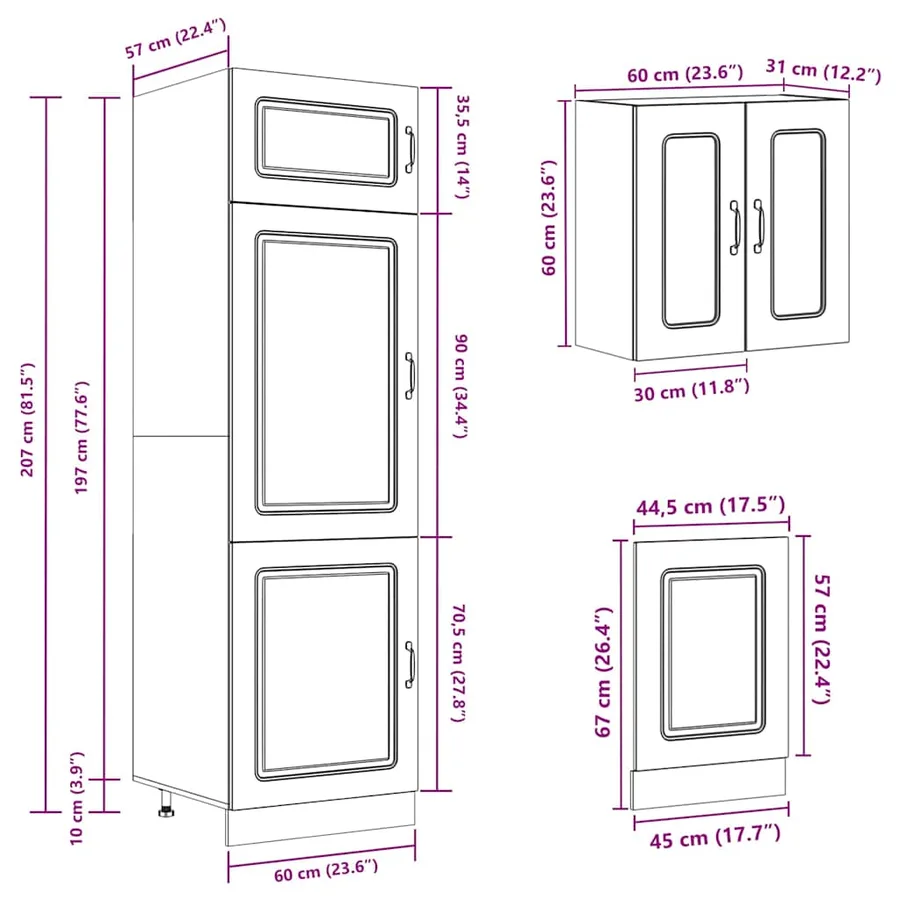 Ensemble de 8 meubles de cuisine en bois d'ingénierie "Kalmar" en chêne brun - 10