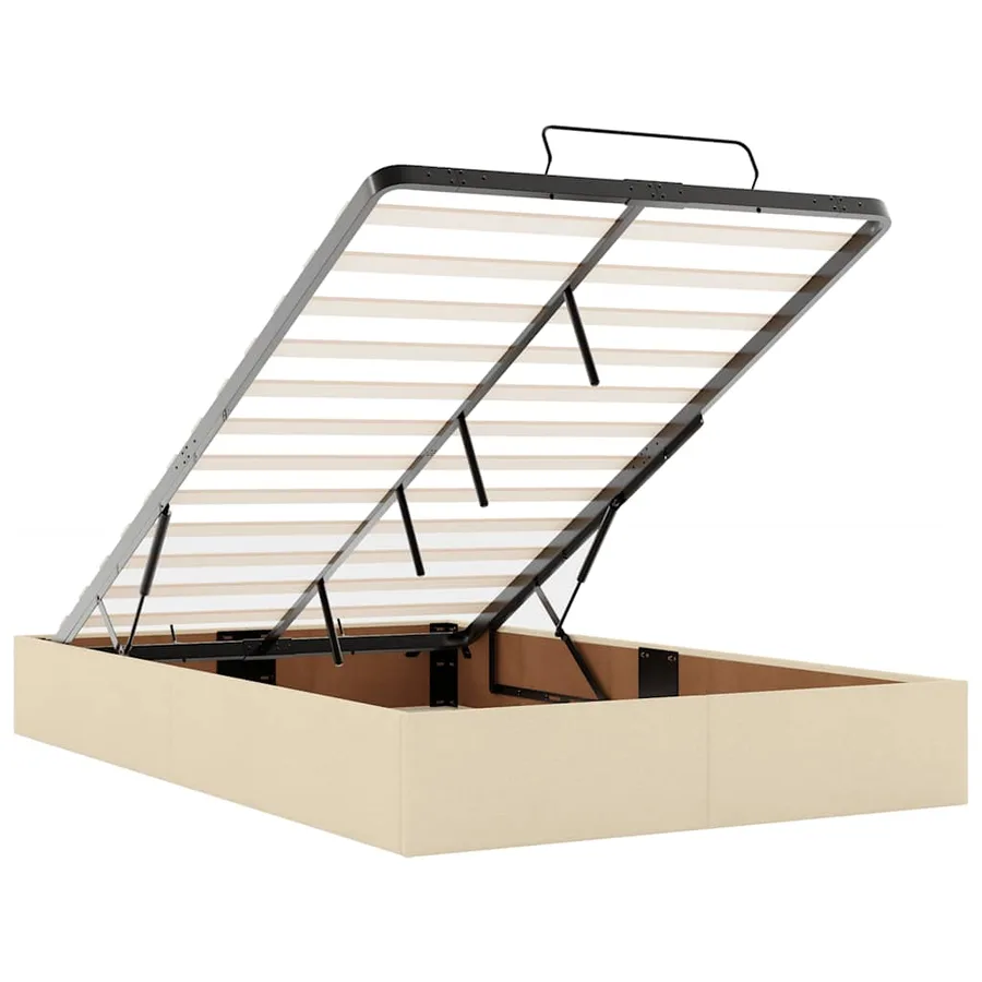Cadre de lit ottoman avec matelas crème 120x200cm tissu - 12