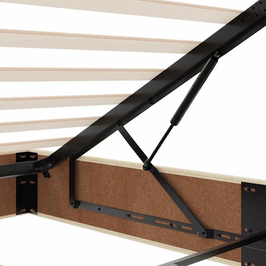 Cadre de lit ottoman avec matelas crème 120x200cm tissu - 13