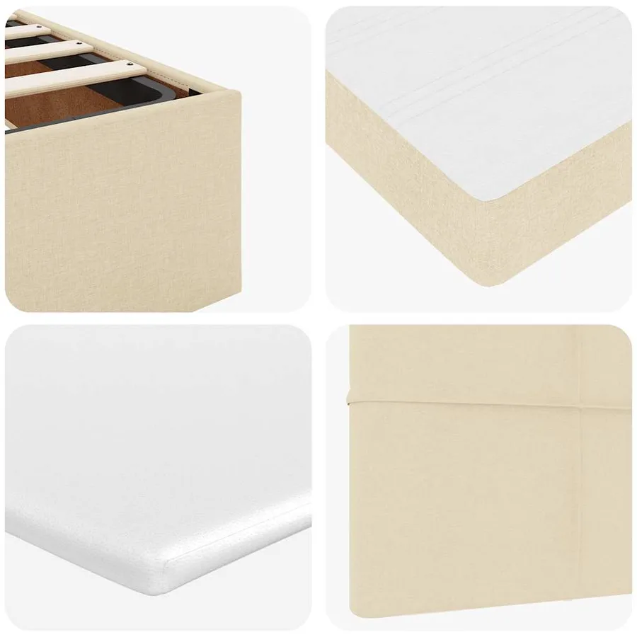 Cadre de lit ottoman avec matelas crème 120x200cm tissu - 14
