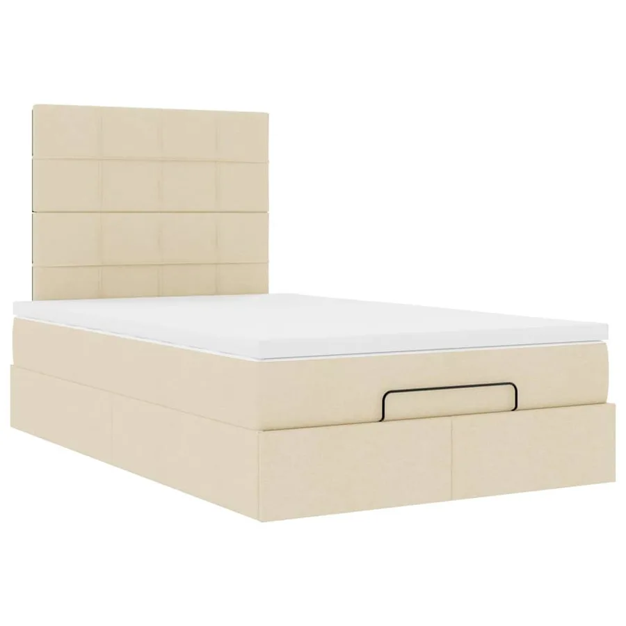 Cadre de lit ottoman avec matelas crème 120x200cm tissu - 6