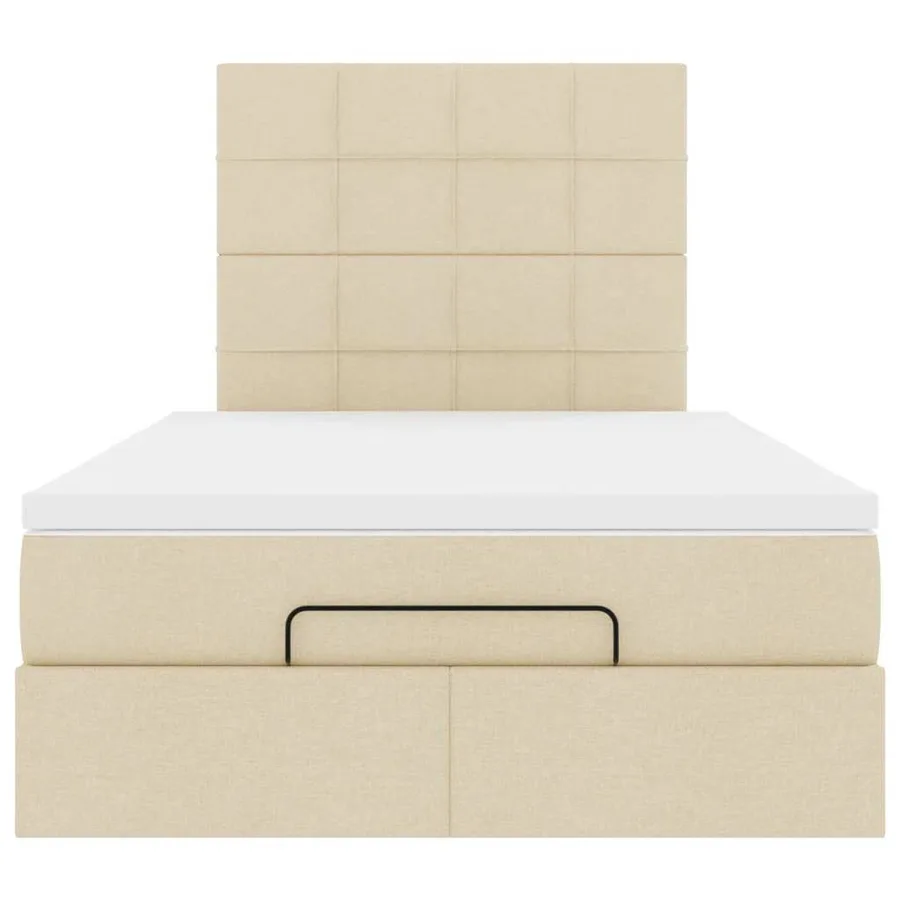 Cadre de lit ottoman avec matelas crème 120x190 cm tissu - 8