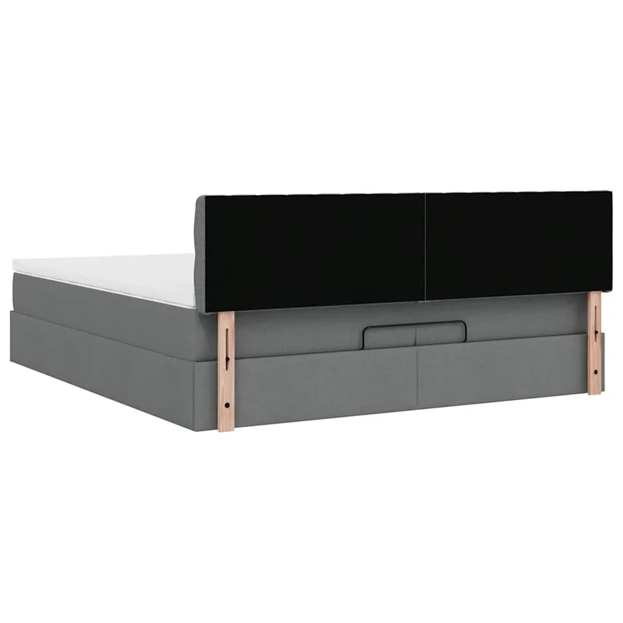 Cadre de lit ottoman avec matelas gris foncé 200x200cm tissu - 10