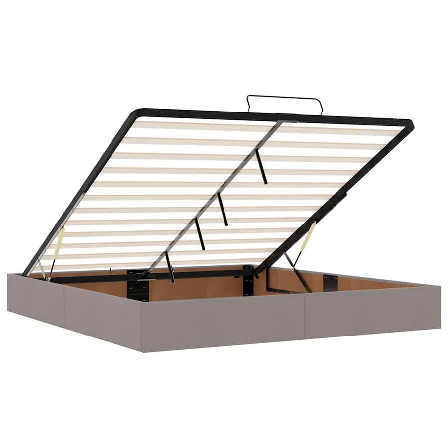 Cadre de lit ottoman avec matelas taupe 200x200cm tissu - 11