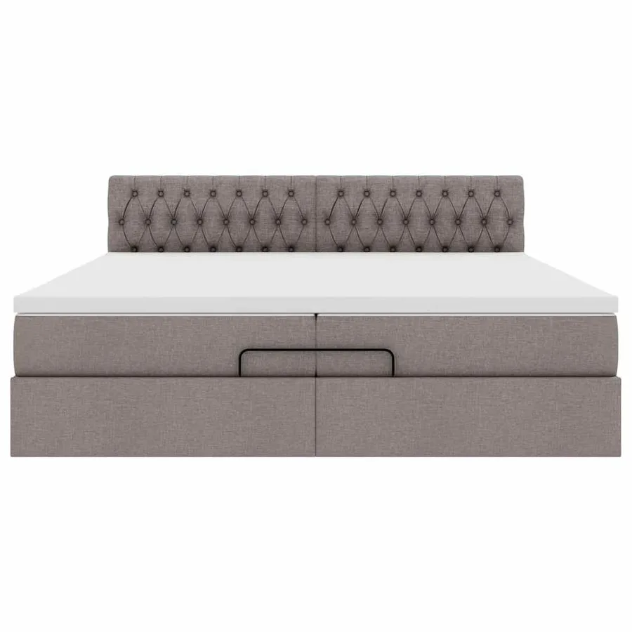 Cadre de lit ottoman avec matelas taupe 200x200cm tissu - 8