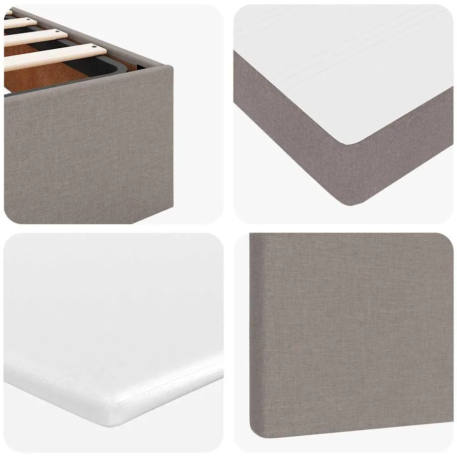 Cadre de lit ottoman avec matelas taupe 200x200cm tissu - 16