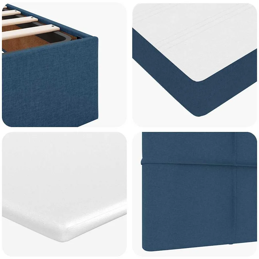 Cadre de lit ottoman avec matelas bleu 200x200cm tissu - 14