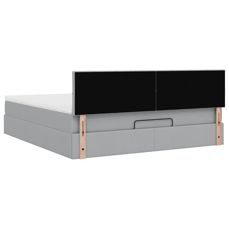 Lit ottoman avec matelas et LED Gris clair 180x200 cm tissu - 12