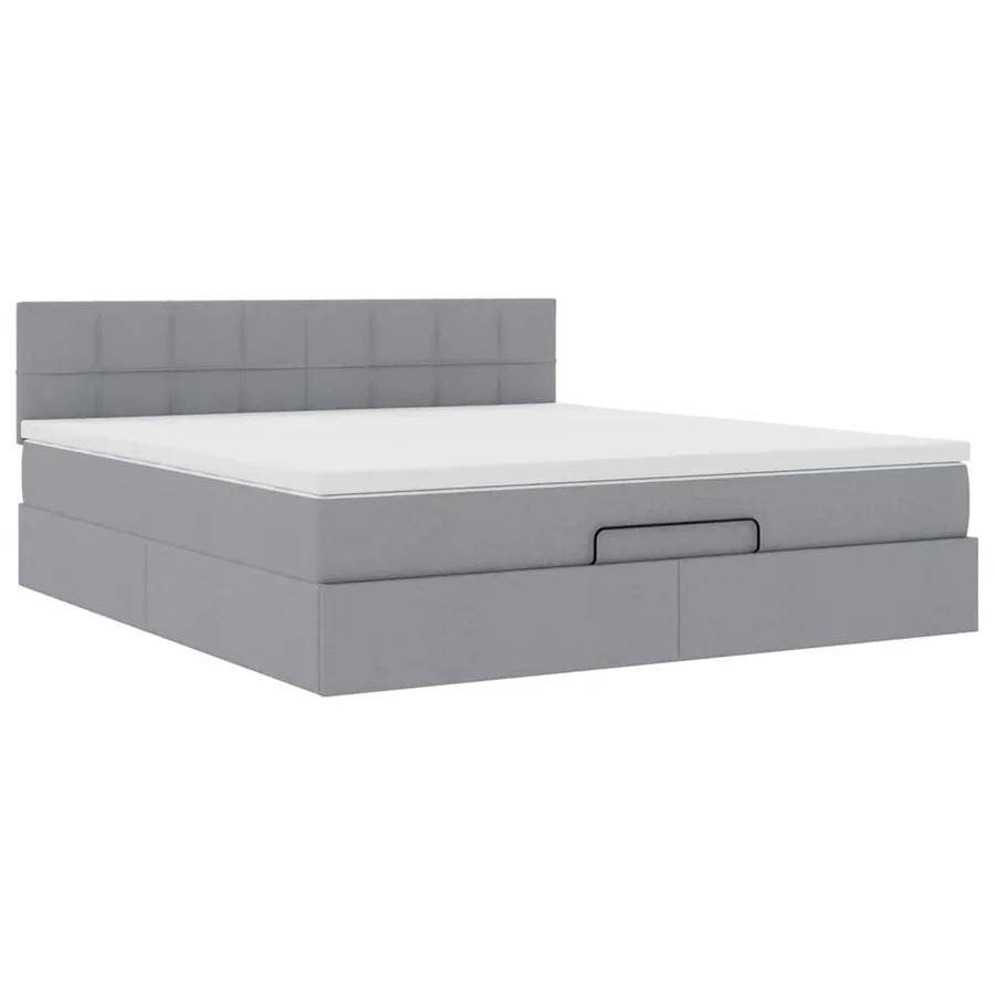 Lit ottoman avec matelas et LED Gris clair 180x200 cm tissu - 7