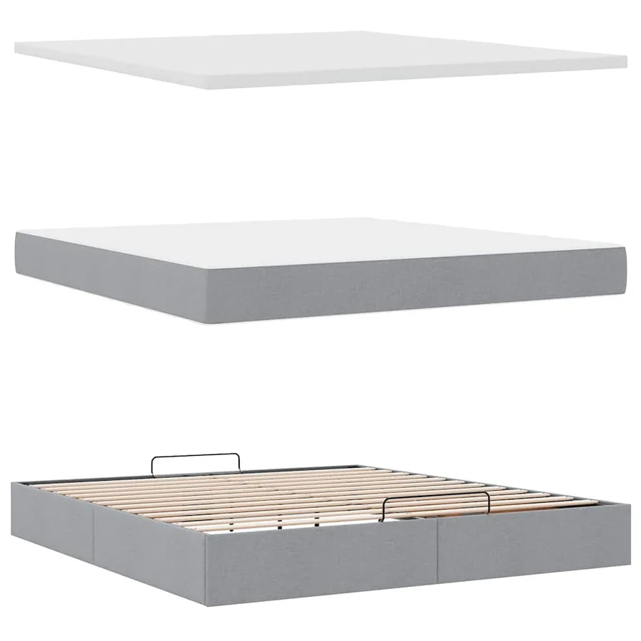 Lit ottoman avec matelas et LED Gris clair 180x200 cm tissu - 9