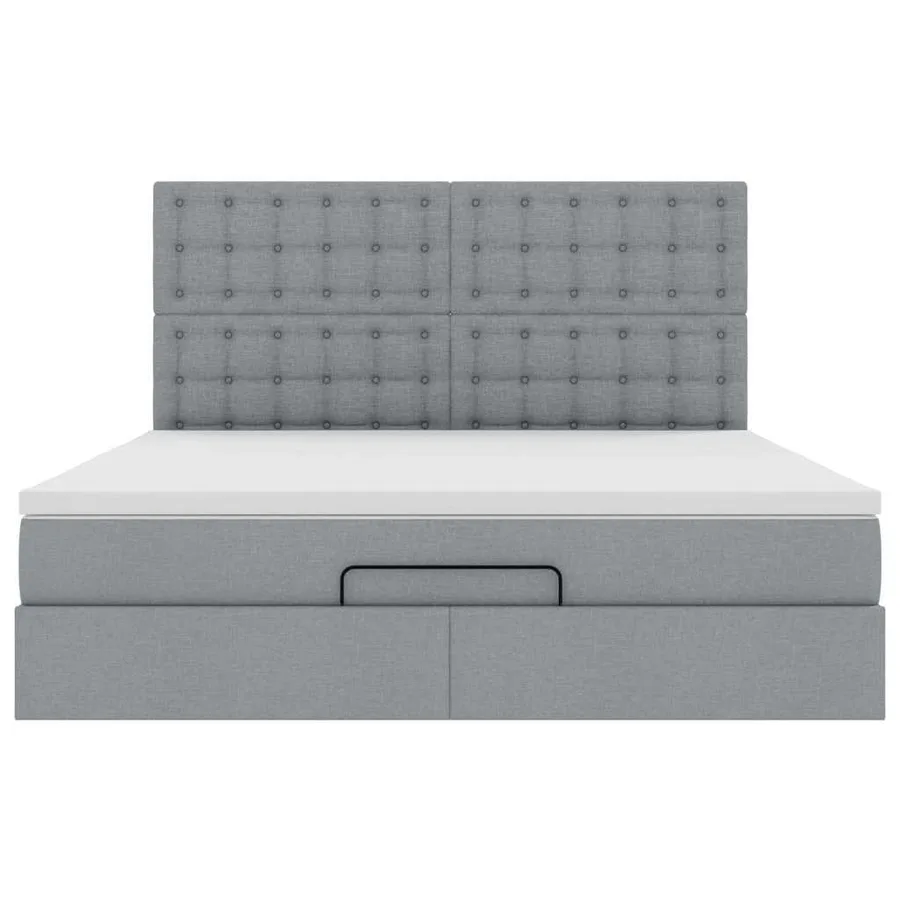 Cadre de lit ottoman et matelas gris clair 180x200 cm tissu - 7