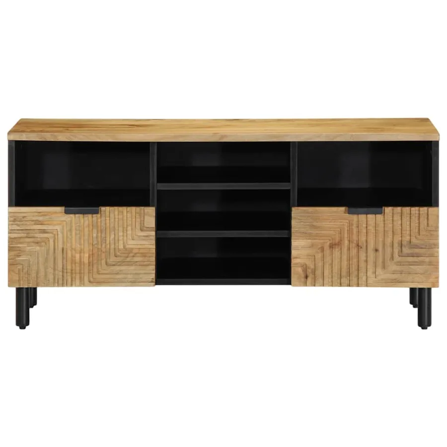 Meuble TV marron 100x33x46 cm bois massif de manguier - 3