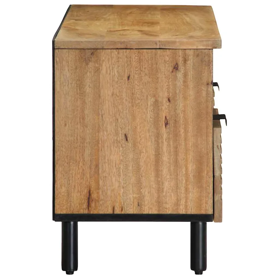 Meuble TV marron 100x33x46 cm bois massif de manguier - 4