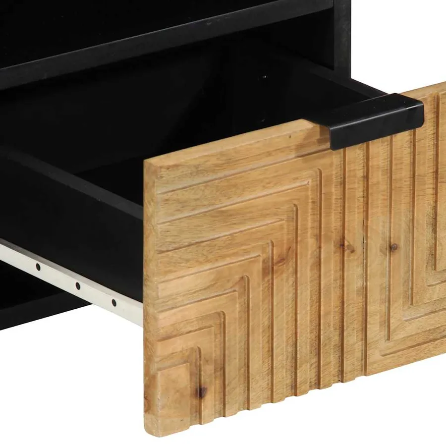 Meuble TV marron 100x33x46 cm bois massif de manguier - 7