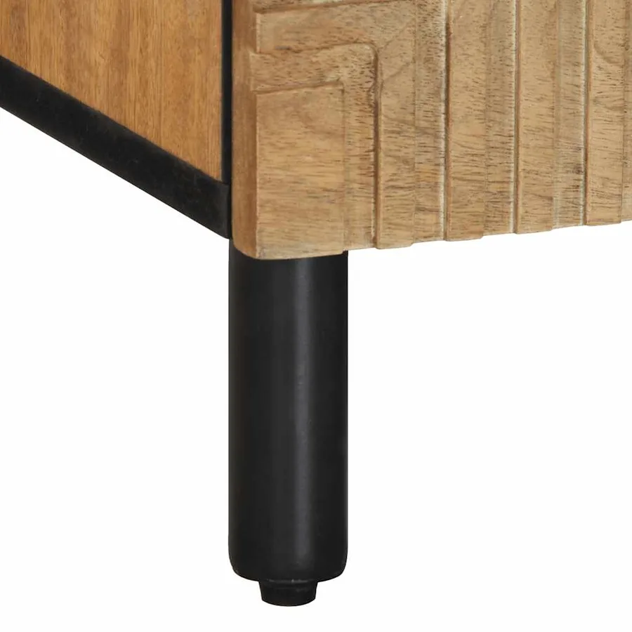Meuble TV marron 100x33x46 cm bois massif de manguier - 8