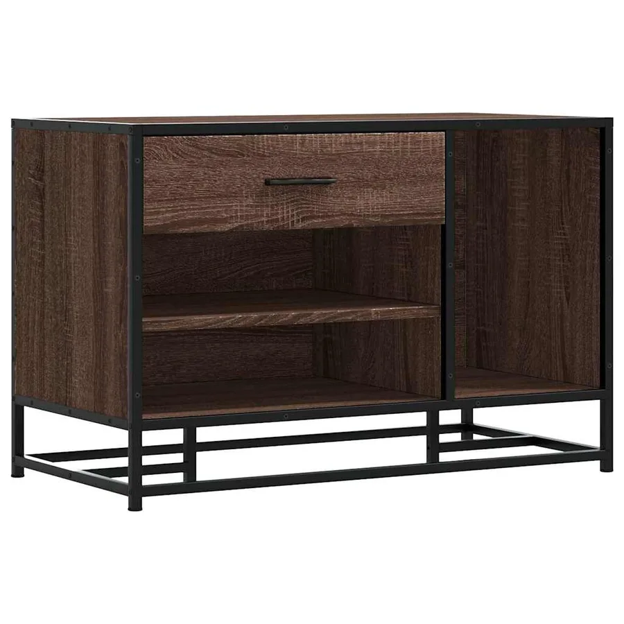 Banc à chaussures chêne marron bois d'ingénierie et métal - 2