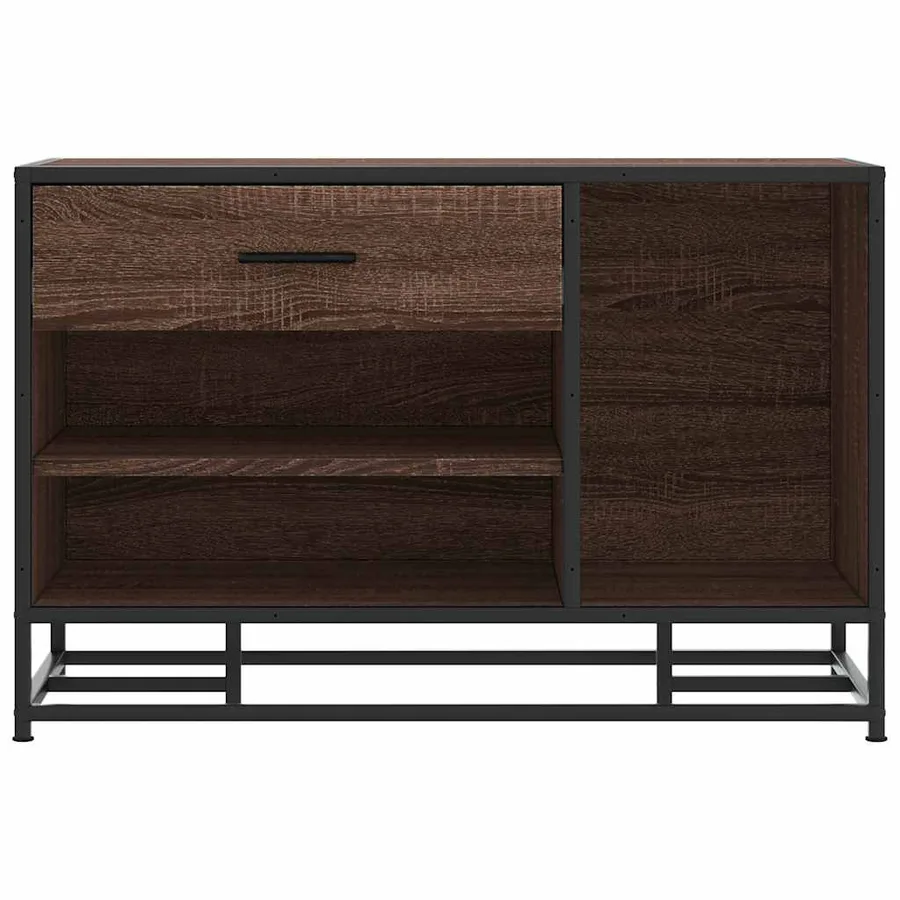 Banc à chaussures chêne marron bois d'ingénierie et métal - 4