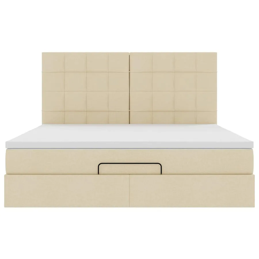 Cadre de lit ottoman avec matelas crème 180x200 cm tissu - 8