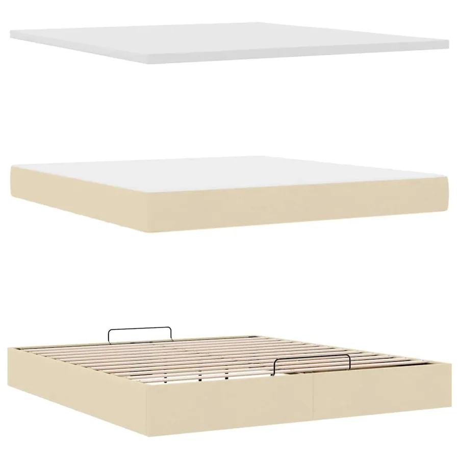 Cadre de lit ottoman avec matelas crème 180x200 cm tissu - 8