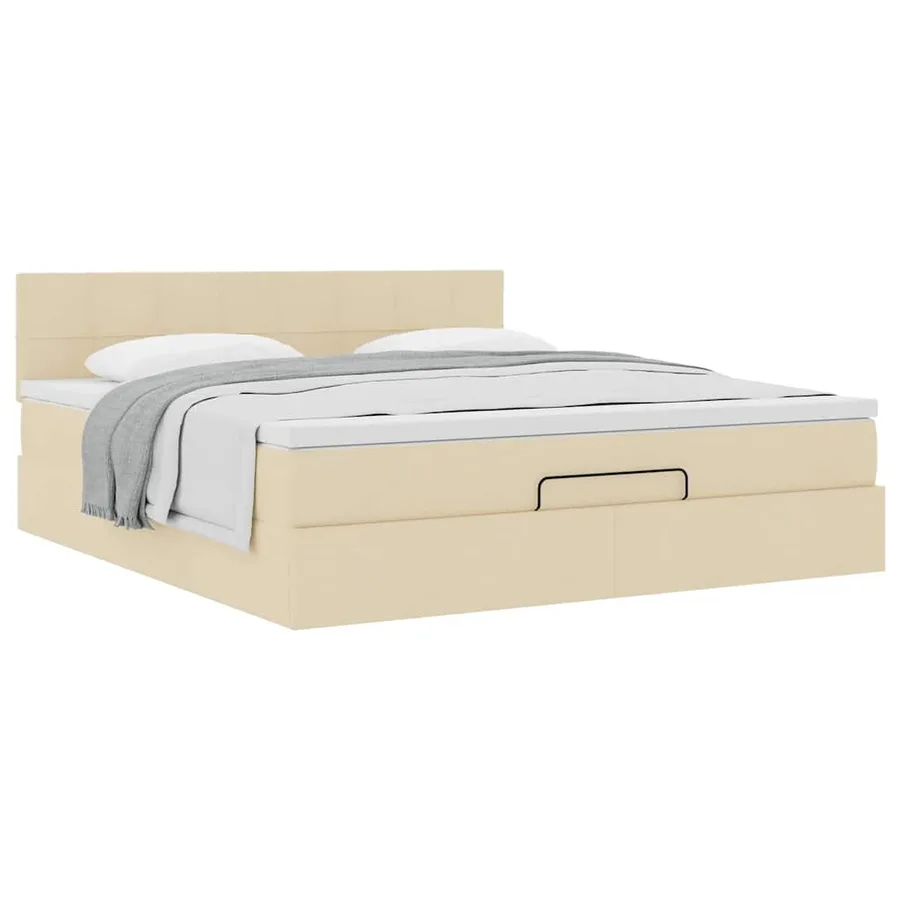 Cadre de lit ottoman avec matelas crème 180x200 cm tissu - 5