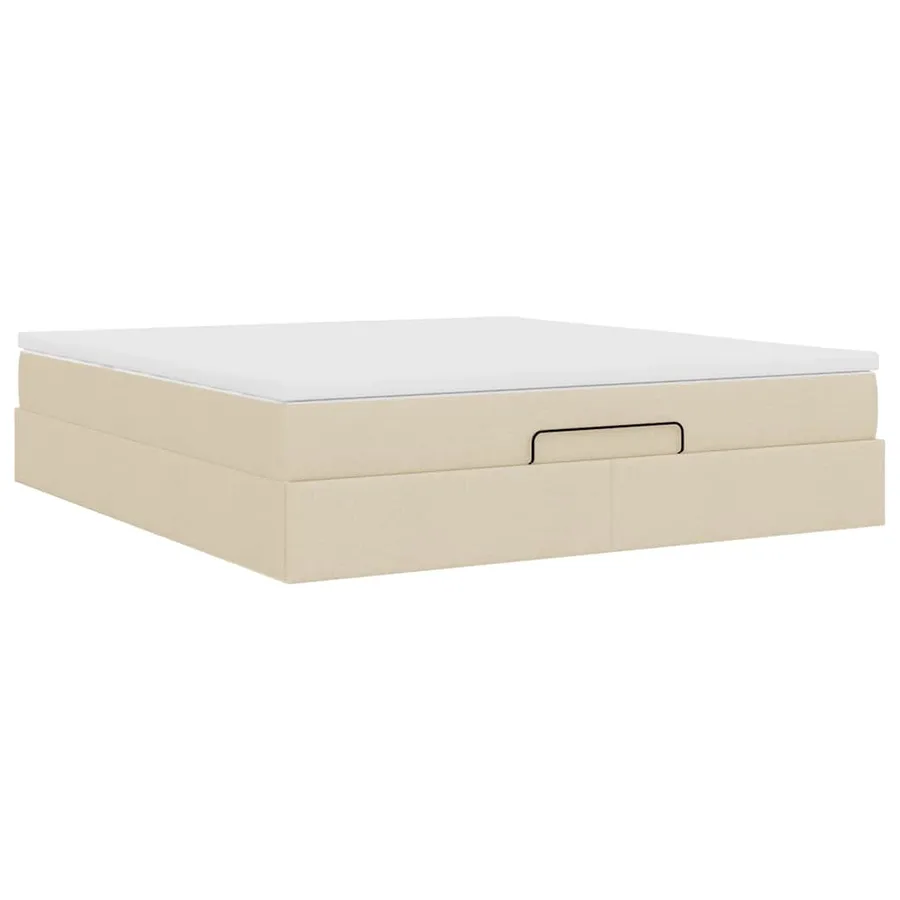 Cadre de lit ottoman avec matelas crème 180x200 cm tissu - 10