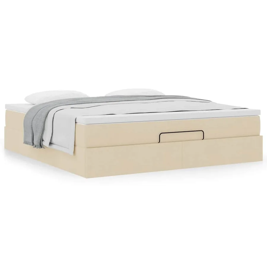 Cadre de lit ottoman avec matelas crème 180x200 cm tissu - 4