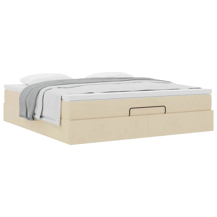 Cadre de lit ottoman avec matelas crème 180x200 cm tissu - 5