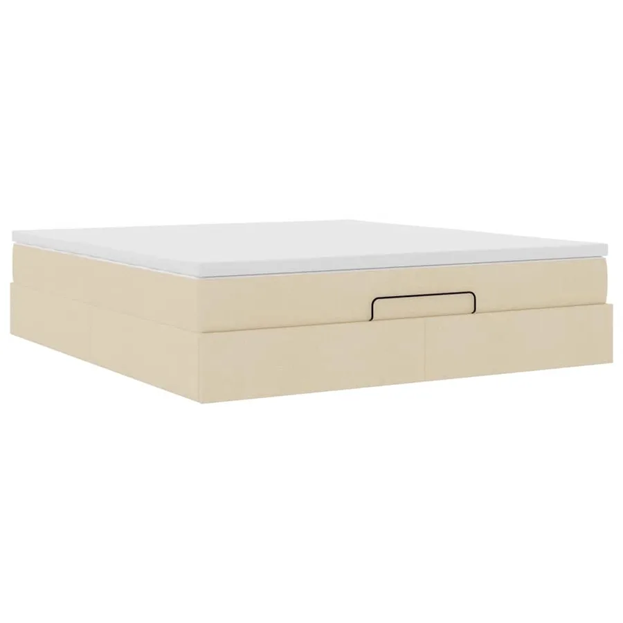 Cadre de lit ottoman avec matelas crème 180x200 cm tissu - 6