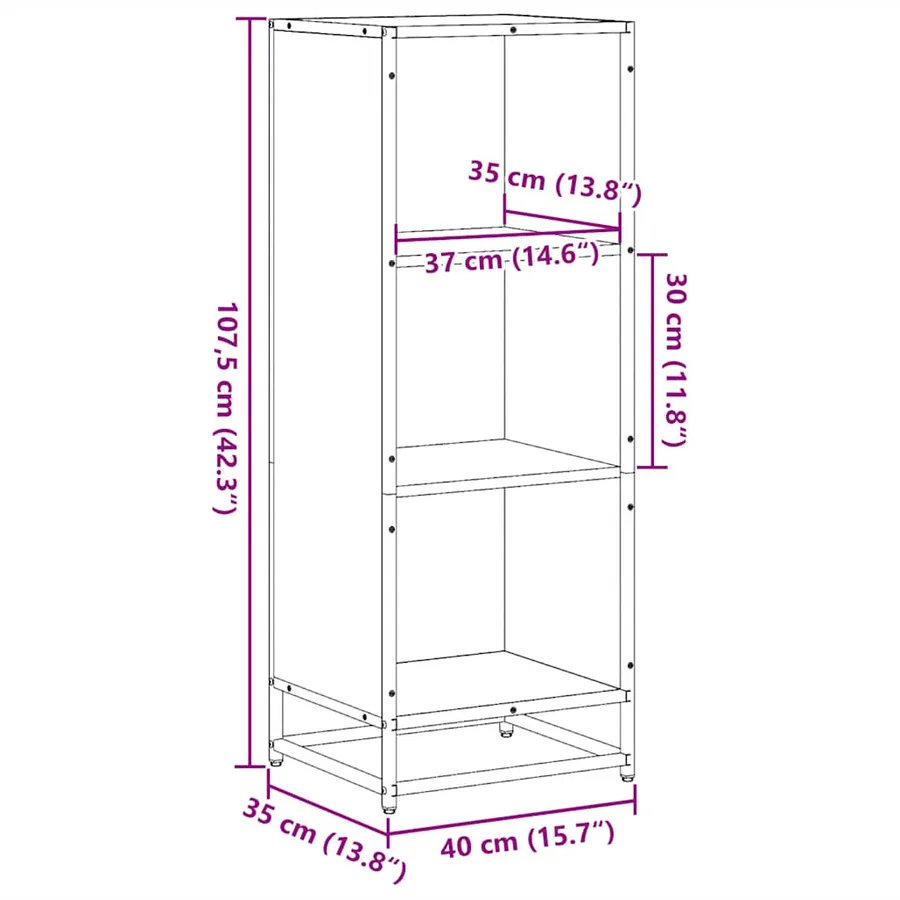 Bibliothèque sonoma gris 40x35x107,5 cm bois d'ingénierie - 9