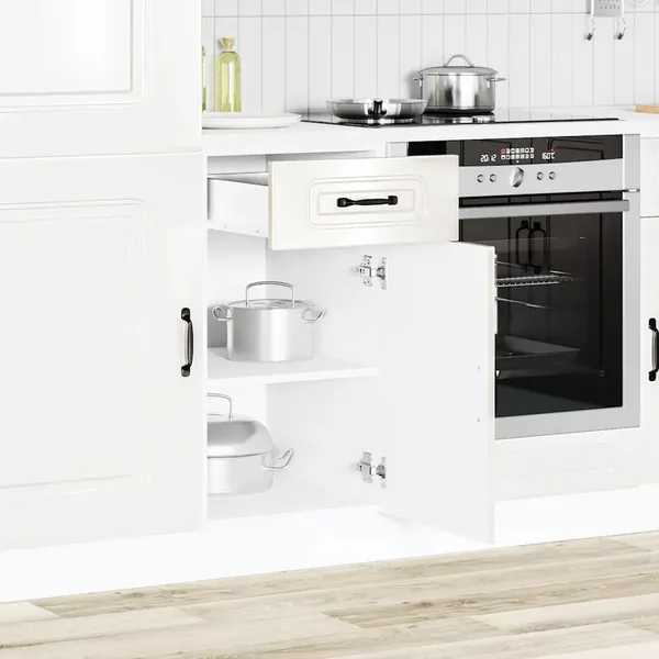 Armoire de cuisine Kalmar blanc brillant bois ingénierie