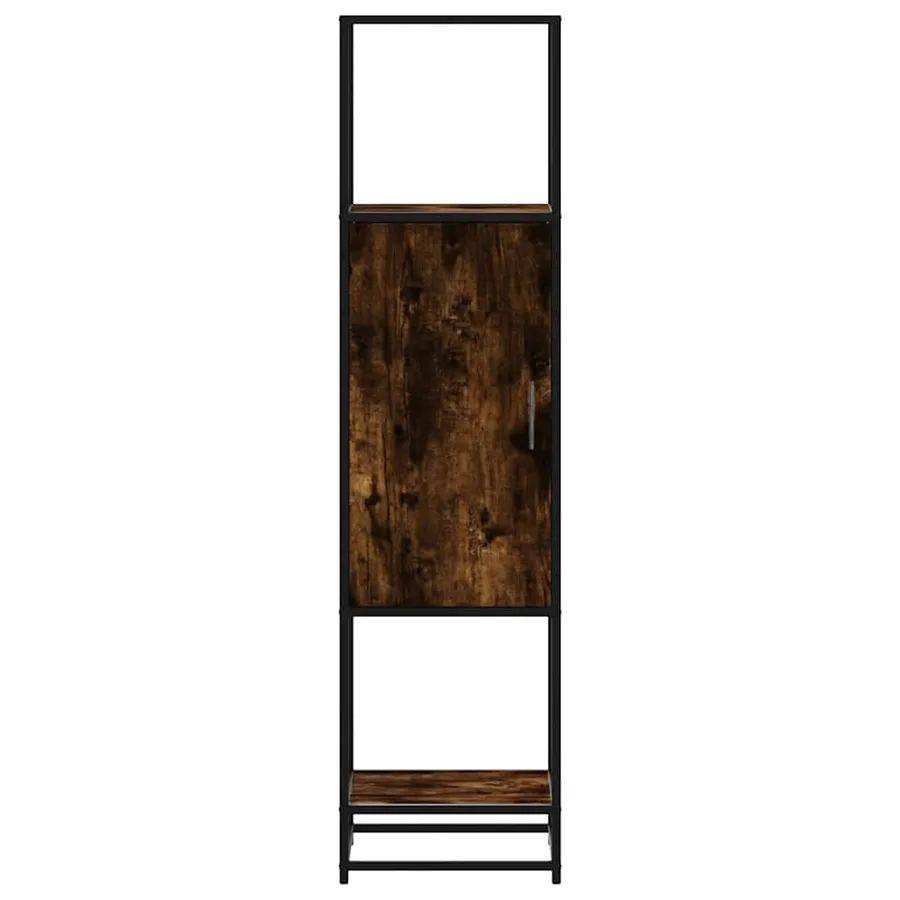 Buffet haut chêne fumé 35,5x35x139 cm bois d'ingénierie métal - 4