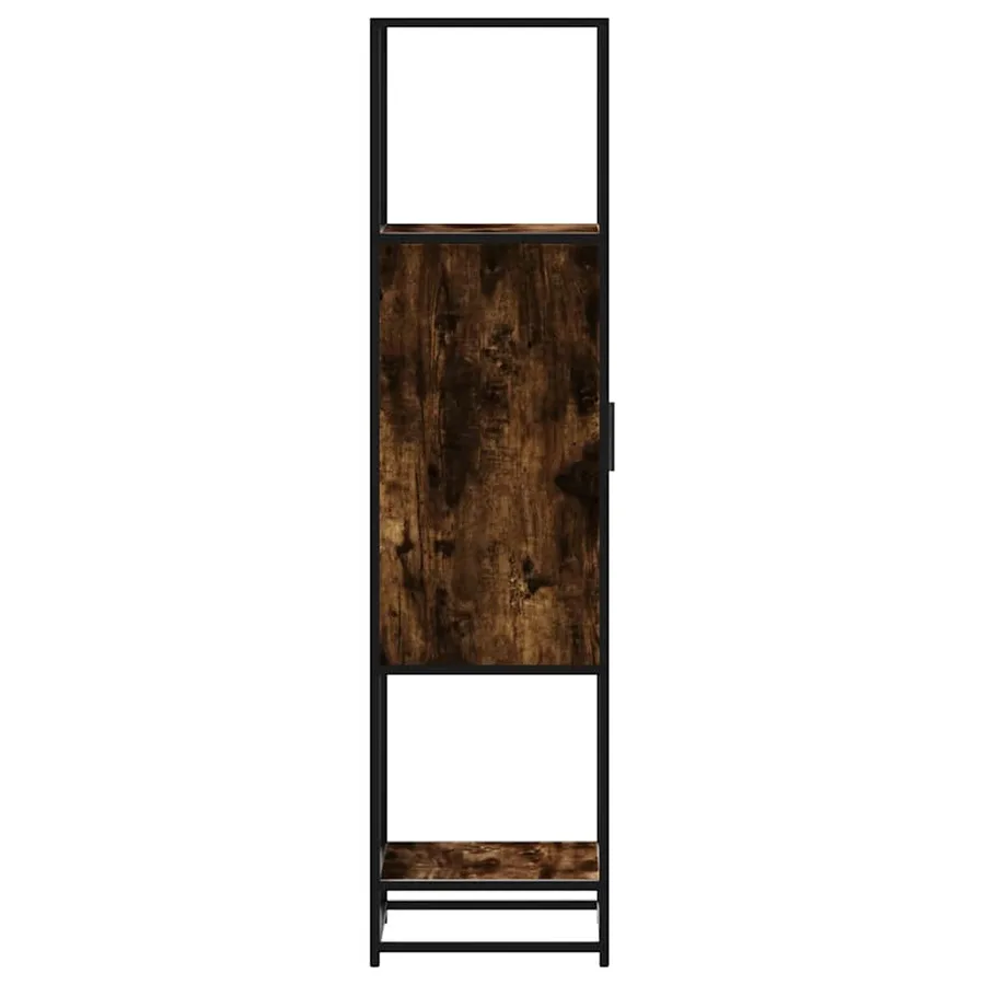 Buffet haut chêne fumé 35,5x35x139 cm bois d'ingénierie métal - 6