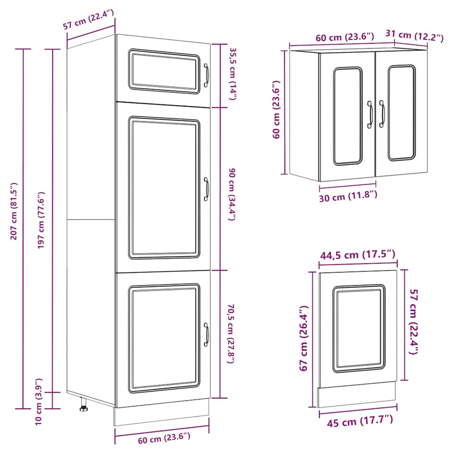 Ensemble de 8 meubles de cuisine "Kalmar" en bois d'ingénierie blanc brillant - 10