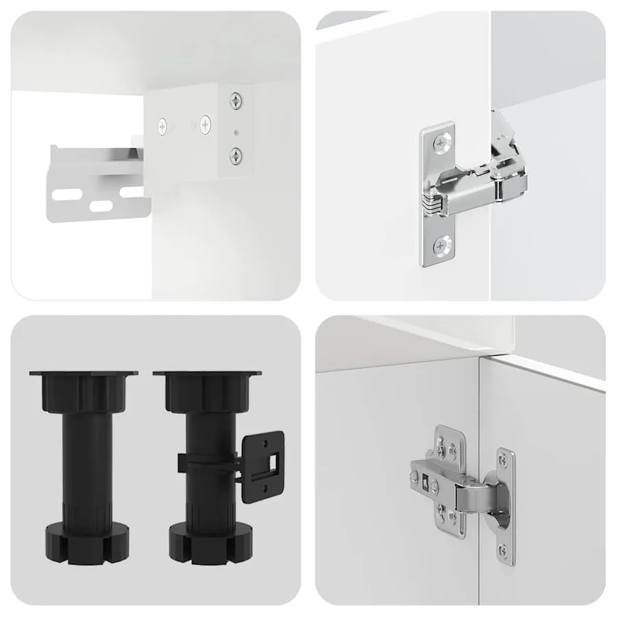 Ensemble de 8 meubles de cuisine "Kalmar" en bois d'ingénierie blanc brillant - 7
