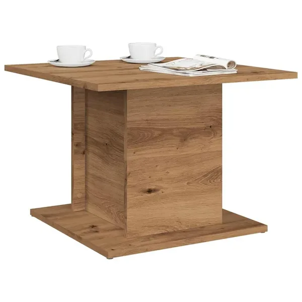 Table basse chêne artisanal 55,5x55,5x40 cm bois d'ingénierie