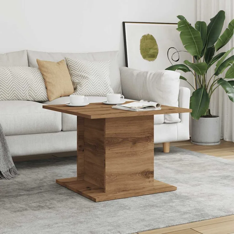 Table basse chêne artisanal 55,5x55,5x40 cm bois d'ingénierie - 3
