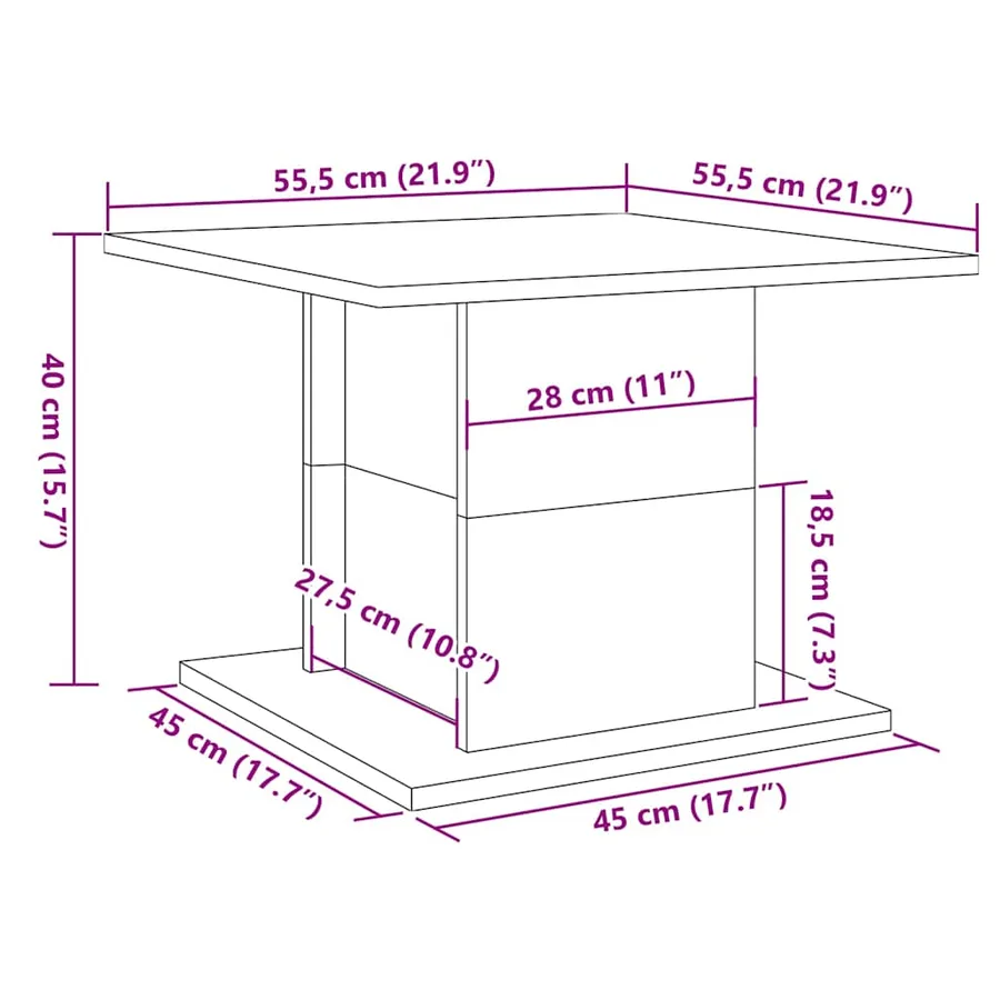 Table basse chêne artisanal 55,5x55,5x40 cm bois d'ingénierie - 9