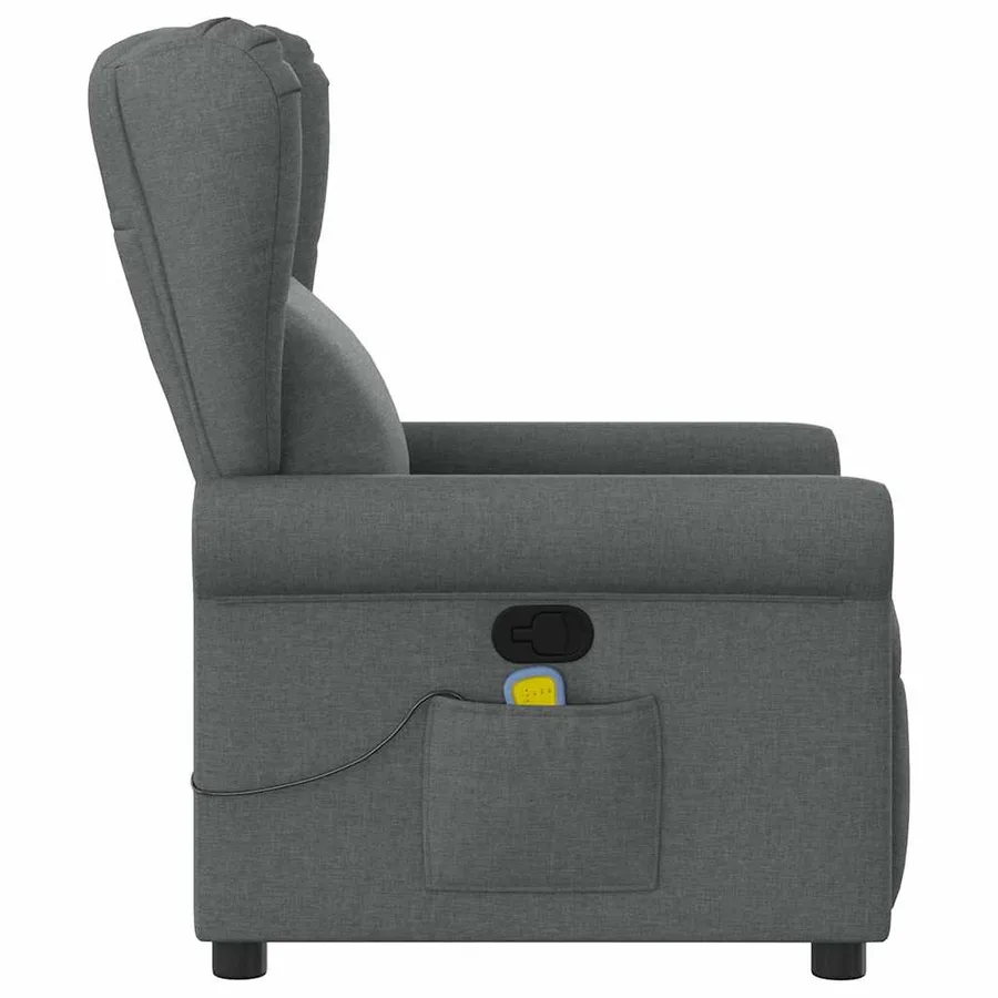 Fauteuil inclinable de massage en tissu gris foncé - 4